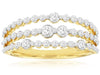 ESTATE .86CT DIAMOND 14K 2 TONE GOLD CLASSIC 3 ROW SHARED PRONG ANNIVERSARY RING