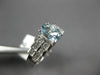 ESTATE 1.03CT DIAMOND & AAA AQUAMARINE 14K WHITE GOLD 3D PYRAMID ENGAGEMENT RING