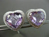ESTATE LARGE 25.55CT DIAMOND & AMETHYST 14KT WHITE GOLD HEART CLIP ON EARRINGS