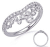 .58CT DIAMOND 14K WHITE GOLD 3D ROUND & MARQUISE SHAPE DESIGN DOUBLE V LOVE RING