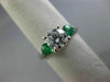 ESTATE 1.35CT DIAMOND & AAA EMERALD 14KT WHITE GOLD THREE STONE ENGAGEMENT RING