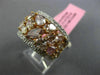 GIA LARGE 5.11CT MULTI COLOR DIAMOND 18K 2 TONE GOLD 3D CLUSTER ANNIVERSARY RING