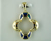 ESTATE .06CT DIAMOND & AAA OPAL 14KT YELLOW GOLD 3D LEAF CLOVER FLOWER PENDANT