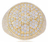LARGE 3.71CT DIAMOND 14KT YELLOW GOLD 3D MULTI FLOWER PAVE CIRCULAR UNISEX RING