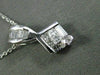 ESTATE .56CT ROUND BAGUETTE PRINCESS DIAMOND 14KT WHITE GOLD 3D SQUARE PENDANT