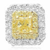 LARGE 1.16CT WHITE & FANCY YELLOW DIAMOND 18KT 2 TONE GOLD CLASSIC STUD EARRINGS