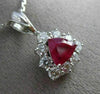 ESTATE LARGE 3.12CT DIAMOND & RUBY 18K WHITE GOLD TRILLION HALO FLOATING PENDANT