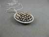 ESTATE LARGE 1.89CT WHITE & PINK DIAMOND 18K 2 TONE GOLD 3D CLUSTER OVAL PENDANT