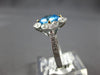 1.88CT DIAMOND & AAA BLUE TOPAZ 14K 2 TONE GOLD CUSHION & ROUND GEOMETRICAL RING