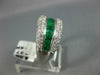 WIDE 1.60CT DIAMOND & AAA EMERALD 14KT WHITE GOLD 3D ROUND & BAGUETTE RING #2739