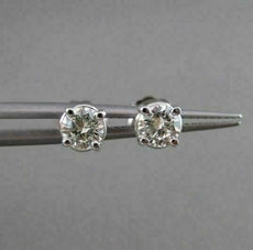 ESTATE .60CTW DIAMOND 5MM STUD 14KT WHITE GOLD PUSHBACK EARRINGS G/H VSSI #21024