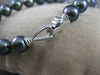 ESTATE 8.5MM BLACK TAHITIAN PEARL 18KT WHITE GOLD 18" INCH SILK NECKLACE #1932