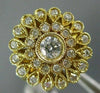 ESTATE WIDE .75CT DIAMOND 14KT YELLOW GOLD 3D FLOWER FILIGREE ANNIVERSARY RING