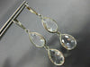 ESTATE LARGE AAA CRYSTAL 14K WHITE GOLD 3D TEAR DROP LEVER BACK HANGING EARRINGS