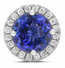 ESTATE 1.29CT DIAMOND & AAA TANZANITE 14KT WHITE GOLD 3D ROUND HALO STUD EARRING