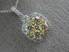 ESTATE .66CT WHITE & FANCY YELLOW DIAMOND 14K TWO TONE GOLD 3D CLUSTER PENDANT