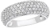 WIDE 1.28CT DIAMOND 18KT WHITE GOLD 3D MULTI ROW PAVE ROUND ANNIVERSARY RING