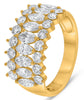 LARGE 2CT DIAMOND 14KT YELLOW GOLD MARQUISE ROUND 3 ROW WEDDING ANNIVERSARY RING