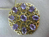 ANTIQUE VICTORIAN 14CT AAA AMETHYST 14KT YELLOW GOLD FLOWER PIN BROOCH #19164