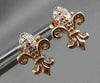 ESTATE SMALL .06CT DIAMOND 14KT ROSE GOLD 3D FILIGREE FLEUR DE LIS STUD EARRINGS