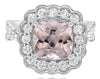 LARGE 3.97CT DIAMOND & AAA MORGANITE 18KT WHITE GOLD CUSHION & ROUND FLORAL RING