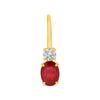2.08CT DIAMOND & AAA RUBY 18K YELLOW GOLD OVAL & ROUND DOUBLE SOLITAIRE EARRINGS