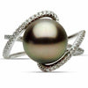 LARGE .42CT DIAMOND & AAA TAHITIAN PEARL 14KT WHITE GOLD 3D CLASSIC ZIG ZAG RING