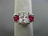 ESTATE LARGE 3.30CT DIAMOND & AAA RUBY 14K WHITE GOLD 3D CLASSIC ENGAGEMENT RING
