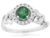 .70CT DIAMOND & AAA EMERALD 14KT WHITE GOLD 3D ROUND HALO FLORAL FRIENDSHIP RING