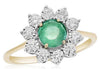 ESTATE 1.02CT DIAMOND & AAA EMERALD 14KT YELLOW GOLD 3D FLOWER CLASSIC LOVE RING