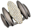LARGE .60CT DIAMOND 14KT YELLOW & BLACK GOLD 3D CLUSTER OVAL MULTI ROW FUN RING