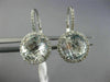 ESTATE LARGE 6.0CT CZ 14KT WHITE GOLD 3D ROUND HALO LEVERBACK HANGING EARRINGS