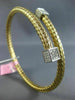 ESTATE LARGE .82CT DIAMOND 14K 2 TONE GOLD 3D SQUARE CRISS CROSS BANGLE BRACELET