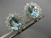 ESTATE LARGE 5.95CT DIAMOND & AQUAMARINE 14KT WHITE GOLD 3D OVAL FLOWER EARRINGS