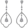 LARGE 1.49CT DIAMOND 14KT WHITE GOLD ROUND TEAR DROP CHANDELIER HANGING EARRINGS