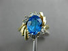 ESTATE WIDE 2.18CT DIAMOND & AAA BLUE TOPAZ 14KT YELLOW GOLD 3D FLOWER FUN RING