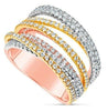 ESTATE LARGE 2.0CT DIAMOND 18KT TRI COLOR GOLD 3D CRISS CROSS ANNIVERSARY RING