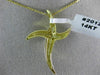 ESTATE .05CT DIAMOND 14K WHITE & YELLOW GOLD 3D HEART ETOILE CROSS PENDANT #2012