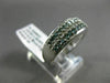 WIDE .56CT WHITE & BLUE DIAMOND 14K WHITE GOLD 3D 3 ROW WEDDING ANNIVERSARY RING