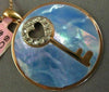 LARGE .10CT DIAMOND & AAA BLUE MOTHER OF PEARL 14KT ROSE GOLD 3D HEART PENDANT