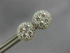 ESTATE LARGE .92CT DIAMOND 18KT WHITE GOLD 9mm CLUSTER ROUND HALO STUD EARRINGS