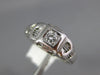 ANTIQUE .10CT OLD MINE DIAMOND 14KT WHITE GOLD 3D FILIGREE ENGAGEMENT RING #1571