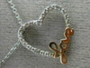 ESTATE .02CT DIAMOND 14KT WHITE & ROSE GOLD 3D OPEN HEART LOVE FLOATING PENDANT