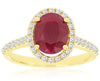 2.74CT DIAMOND & AAA RUBY 14K YELLOW GOLD 3D OVAL SOLITAIRE HALO ENGAGEMENT RING