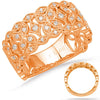 WIDE .30CT DIAMOND 14KT ROSE GOLD 3D MULTI FLOWER OPEN FILIGREE ANNIVERSARY RING