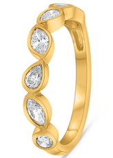 .63CT DIAMOND 14KT YELLOW GOLD MULTI SHAPE BEZEL SEMI ETERNITY ANNIVERSARY RING