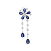 4.88CT DIAMOND & AAA SAPPHIRE 18KT WHITE GOLD PEAR SHAPE & ROUND FLOWER EARRINGS