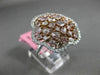 ESTATE EXTRA LARGE 2.70CT WHITE & PINK DIAMOND 18KT 2 TONE GOLD 3D FLOWER RING