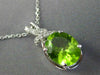 ESTATE 2.79CT DIAMOND & AAA PERIDOT 14KT WHITE GOLD 3D BOW OVAL FLOATING PENDANT