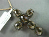 ESTATE LARGE 10.76CT BLACK DIAMOND & SMOKY TOPAZ 14KT ROSE GOLD CROSS PENDANT